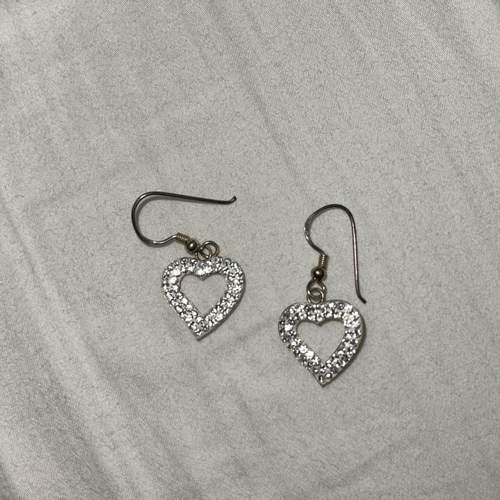 Silver Heart Shaped Magnolia Earrings